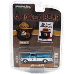 Manufacturer_Greenlight Collectibles Cars & Suvs | Pickup Trucks<Blue Chrome Super Chase ~ 1/64 1976 Ford F-250, Smokey Bear Series 4