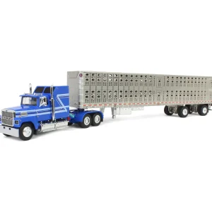 Manufacturer_DCP by First Gear Agricultural Trucks<1/64 Blue Ford LTL 9000 60in Aerodyne Sleeper with Wilson Stockmaster PSAL Livestock Trailer, DCP by First Gear