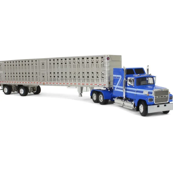 Manufacturer_DCP by First Gear Agricultural Trucks<1/64 Blue Ford LTL 9000 60in Aerodyne Sleeper with Wilson Stockmaster PSAL Livestock Trailer, DCP by First Gear