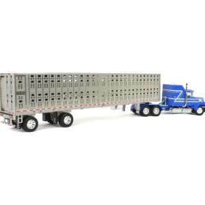 Manufacturer_DCP by First Gear Agricultural Trucks<1/64 Blue Ford LTL 9000 60in Aerodyne Sleeper with Wilson Stockmaster PSAL Livestock Trailer, DCP by First Gear