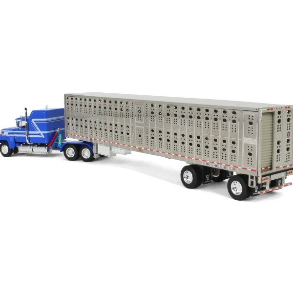 Manufacturer_DCP by First Gear Agricultural Trucks<1/64 Blue Ford LTL 9000 60in Aerodyne Sleeper with Wilson Stockmaster PSAL Livestock Trailer, DCP by First Gear