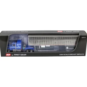 Manufacturer_DCP by First Gear Agricultural Trucks<1/64 Blue Ford LTL 9000 60in Aerodyne Sleeper with Wilson Stockmaster PSAL Livestock Trailer, DCP by First Gear