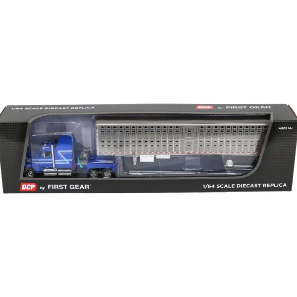Manufacturer_DCP by First Gear Agricultural Trucks<1/64 Blue Ford LTL 9000 60in Aerodyne Sleeper with Wilson Stockmaster PSAL Livestock Trailer, DCP by First Gear