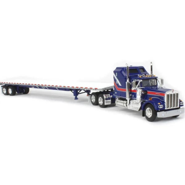 Manufacturer_DCP by First Gear Lowboys & Flatbeds<1/64 Blue Kenworth W900A Aerodyne Sleeper w/ 53ft Wilson Roadbrute Trailer, Liberty Series, DCP by First Gear