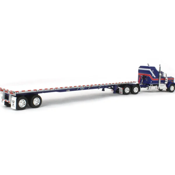 Manufacturer_DCP by First Gear Lowboys & Flatbeds<1/64 Blue Kenworth W900A Aerodyne Sleeper w/ 53ft Wilson Roadbrute Trailer, Liberty Series, DCP by First Gear