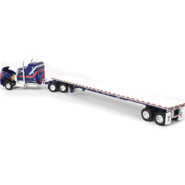 Manufacturer_DCP by First Gear Lowboys & Flatbeds<1/64 Blue Kenworth W900A Aerodyne Sleeper w/ 53ft Wilson Roadbrute Trailer, Liberty Series, DCP by First Gear