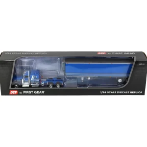 Manufacturer_DCP by First Gear Box Trucks & Trailers<1/64 Blue Kenworth W900A w/ 40ft Vintage Reefer Trailer, DCP by First Gear