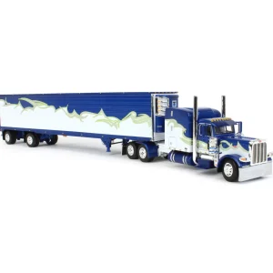 Manufacturer_DCP by First Gear Box Trucks & Trailers<1/64 Blue, Silver & Lime Peterbilt 389 w/ Utility Ribbed Spread-Axle Reefer, DCP by First Gear
