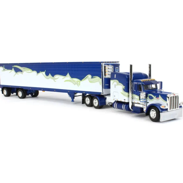 Manufacturer_DCP by First Gear Box Trucks & Trailers<1/64 Blue, Silver & Lime Peterbilt 389 w/ Utility Ribbed Spread-Axle Reefer, DCP by First Gear