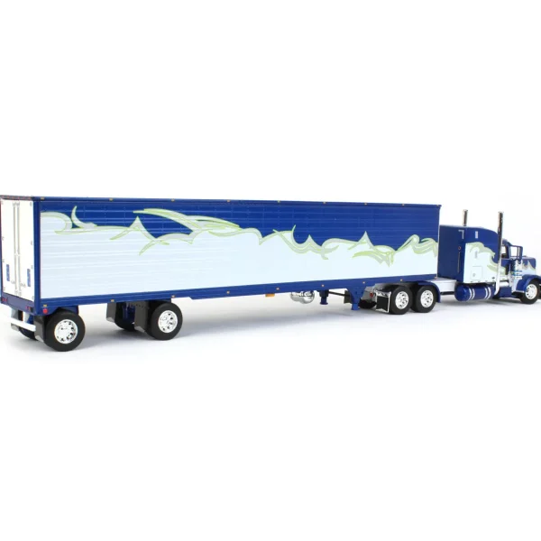 Manufacturer_DCP by First Gear Box Trucks & Trailers<1/64 Blue, Silver & Lime Peterbilt 389 w/ Utility Ribbed Spread-Axle Reefer, DCP by First Gear