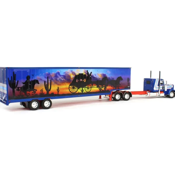 Manufacturer_DCP by First Gear Tanker Trucks<1/64 Blue/Red Peterbilt 389 with Tandem Axle Muraled Kentucky Van Trailer, DCP by First Gear