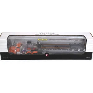 Manufacturer_First Gear, Inc. Lowboys & Flatbeds<1/50 Bright Orange Peterbilt 367 Day Cab w/ Talbert 55SA Lowboy by First Gear
