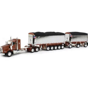Manufacturer_DCP by First Gear Dump Trucks<1/64 Bronze/Chrome Kenworth T800 w/ Chrome East Genesis II End Dump Trailers, DCP by First Gear