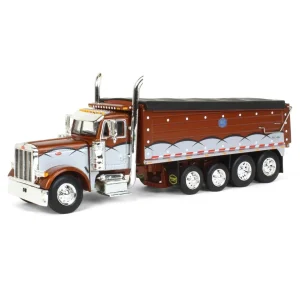 Manufacturer_DCP by First Gear Dump Trucks<1/64 Brown & Silver Peterbilt 379 w/ Quad-Axle MAC Dump Body, DCP by First Gear
