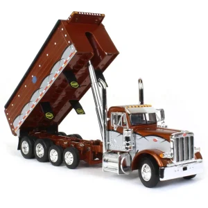 Manufacturer_DCP by First Gear Dump Trucks<1/64 Brown & Silver Peterbilt 379 w/ Quad-Axle MAC Dump Body, DCP by First Gear