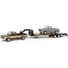 Manufacturer_Greenlight Collectibles Lowboys & Flatbeds | Pickup Trucks<1/64 Brown & Tan 1986 Chevy K-30 Longbed with Gooseneck & Project Truck, Greenlight Exclusive