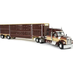 Manufacturer_DCP by First Gear Agricultural Trucks<1/64 Brown & Tan Kenworth W990 with Wilson Silverstar Livestock Trailer, DCP by First Gear