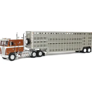 Manufacturer_DCP by First Gear Agricultural Trucks<1/64 Brown Kenworth K100 COE Flattop with 45ft Wilson Vintage Livestock Trailer, DCP by First Gear