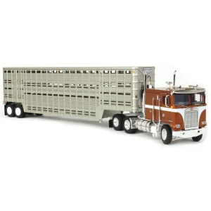Manufacturer_DCP by First Gear Agricultural Trucks<1/64 Brown Kenworth K100 COE Flattop with 45ft Wilson Vintage Livestock Trailer, DCP by First Gear