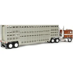 Manufacturer_DCP by First Gear Agricultural Trucks<1/64 Brown Kenworth K100 COE Flattop with 45ft Wilson Vintage Livestock Trailer, DCP by First Gear