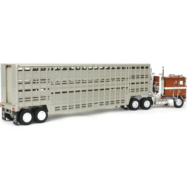 Manufacturer_DCP by First Gear Agricultural Trucks<1/64 Brown Kenworth K100 COE Flattop with 45ft Wilson Vintage Livestock Trailer, DCP by First Gear