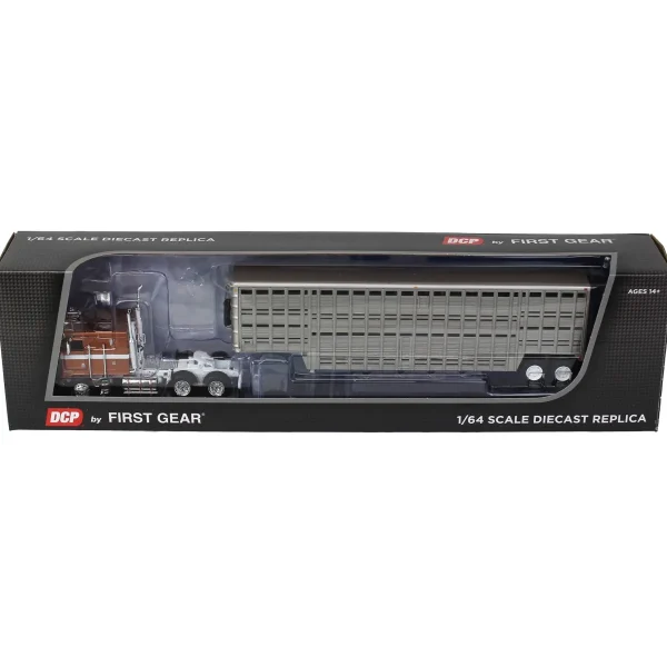 Manufacturer_DCP by First Gear Agricultural Trucks<1/64 Brown Kenworth K100 COE Flattop with 45ft Wilson Vintage Livestock Trailer, DCP by First Gear