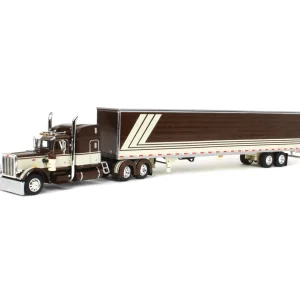 Manufacturer_DCP by First Gear Box Trucks & Trailers<1/64 Brown/Cream Peterbilt 389 63in Mid-Roof Sleeper w/ 53ft Utility Trailer, DCP by First Gear