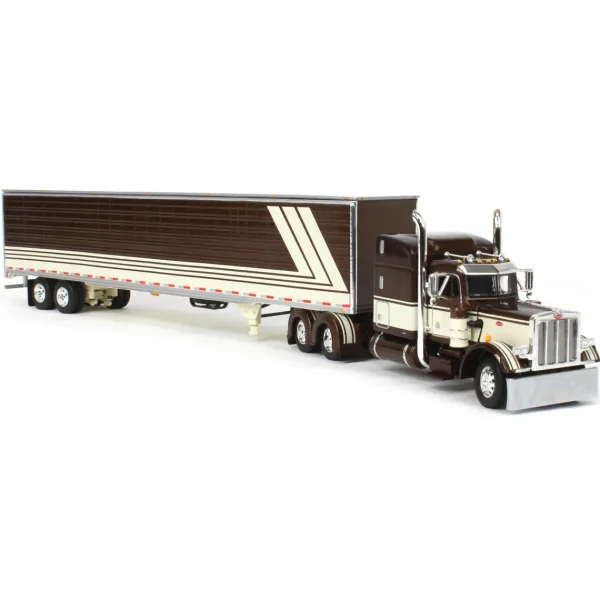 Manufacturer_DCP by First Gear Box Trucks & Trailers<1/64 Brown/Cream Peterbilt 389 63in Mid-Roof Sleeper w/ 53ft Utility Trailer, DCP by First Gear