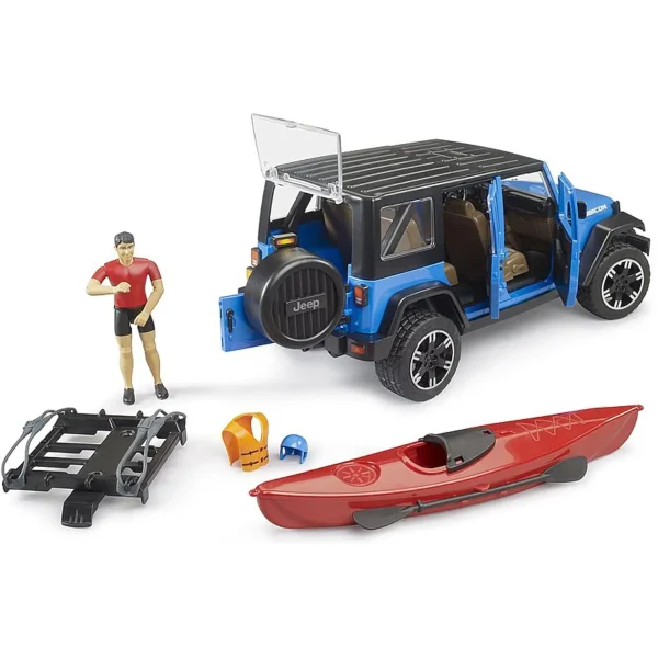 Manufacturer_Bruder Toys Cars & Suvs<1/16 Bruder Jeep Wrangler Rubicon Unlimited with Kayak and Kayaker