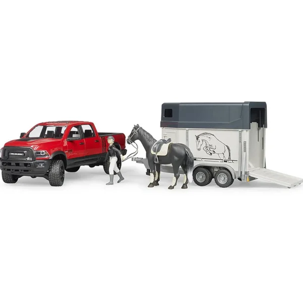 Manufacturer_Bruder Toys Pickup Trucks<1/16 Bruder RAM 2500 Power Pick Up with Horse Trailer and 1 Horse