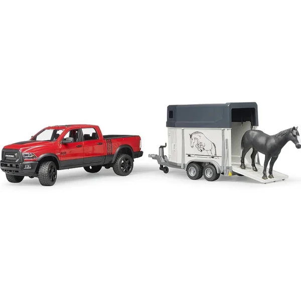 Manufacturer_Bruder Toys Pickup Trucks<1/16 Bruder RAM 2500 Power Pick Up with Horse Trailer and 1 Horse