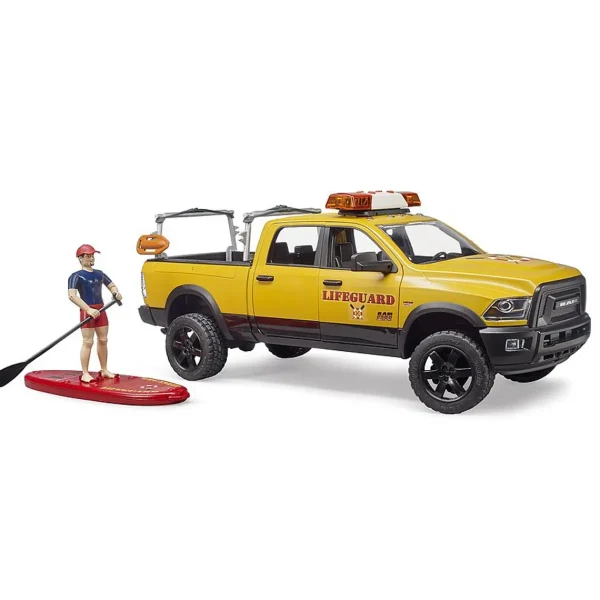 Manufacturer_Bruder Toys Pickup Trucks<1/16 Bruder RAM 2500 Power Wagon Life Guard Truck with Figure, Paddle Board and Light & Sound Module