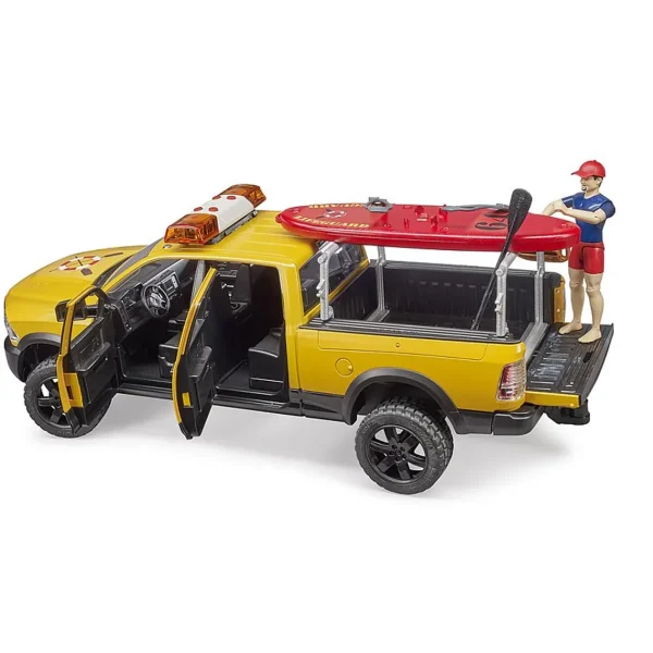 Manufacturer_Bruder Toys Pickup Trucks<1/16 Bruder RAM 2500 Power Wagon Life Guard Truck with Figure, Paddle Board and Light & Sound Module