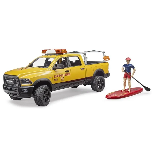 Manufacturer_Bruder Toys Pickup Trucks<1/16 Bruder RAM 2500 Power Wagon Life Guard Truck with Figure, Paddle Board and Light & Sound Module