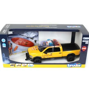 Manufacturer_Bruder Toys Pickup Trucks<1/16 Bruder RAM 2500 Power Wagon Life Guard Truck with Figure, Paddle Board and Light & Sound Module