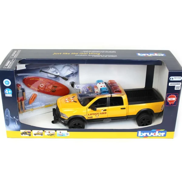 Manufacturer_Bruder Toys Pickup Trucks<1/16 Bruder RAM 2500 Power Wagon Life Guard Truck with Figure, Paddle Board and Light & Sound Module