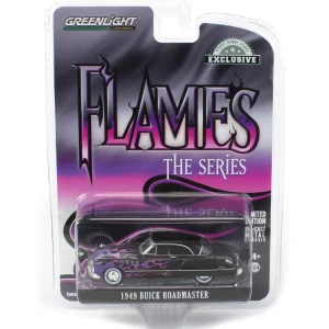 Manufacturer_Greenlight Collectibles Cars & Suvs<1/64 1949 Buick Roadmaster Hardtop, Black with Flames, Hobby Exclusive