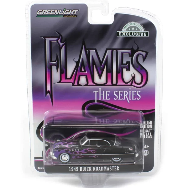 Manufacturer_Greenlight Collectibles Cars & Suvs<1/64 1949 Buick Roadmaster Hardtop, Black with Flames, Hobby Exclusive