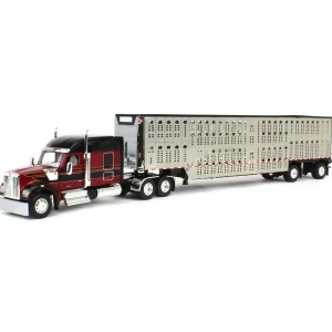 Manufacturer_DCP by First Gear Agricultural Trucks<1/64 Burgundy & Black Kenworth W990 with Wilson Silverstar Livestock Trailer, DCP by First Gear