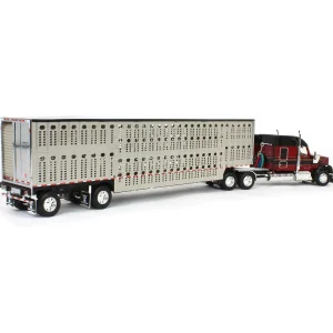 Manufacturer_DCP by First Gear Agricultural Trucks<1/64 Burgundy & Black Kenworth W990 with Wilson Silverstar Livestock Trailer, DCP by First Gear