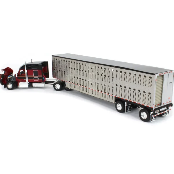 Manufacturer_DCP by First Gear Agricultural Trucks<1/64 Burgundy & Black Kenworth W990 with Wilson Silverstar Livestock Trailer, DCP by First Gear