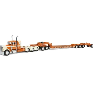 Manufacturer_DCP by First Gear Lowboys & Flatbeds<1/64 Burnt Orange/Cream Peterbilt 379 with Fontaine Magnitude Lowboy, Jeep & Stinger, DCP by First Gear