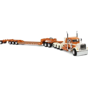 Manufacturer_DCP by First Gear Lowboys & Flatbeds<1/64 Burnt Orange/Cream Peterbilt 379 with Fontaine Magnitude Lowboy, Jeep & Stinger, DCP by First Gear