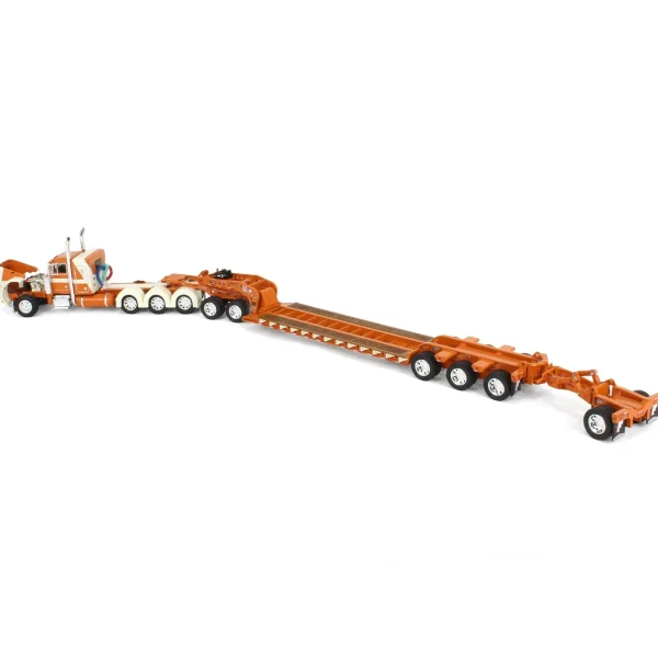 Manufacturer_DCP by First Gear Lowboys & Flatbeds<1/64 Burnt Orange/Cream Peterbilt 379 with Fontaine Magnitude Lowboy, Jeep & Stinger, DCP by First Gear
