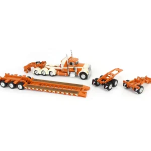 Manufacturer_DCP by First Gear Lowboys & Flatbeds<1/64 Burnt Orange/Cream Peterbilt 379 with Fontaine Magnitude Lowboy, Jeep & Stinger, DCP by First Gear