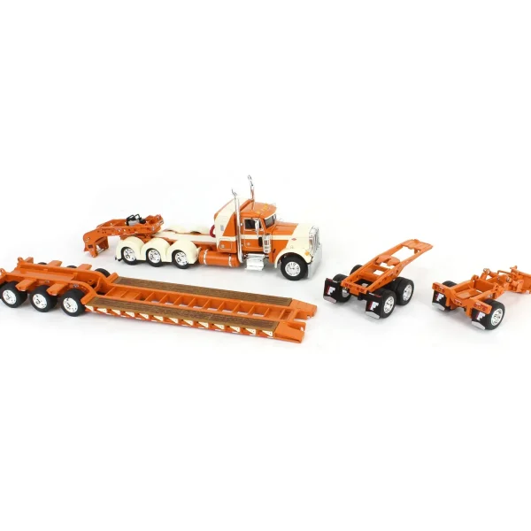 Manufacturer_DCP by First Gear Lowboys & Flatbeds<1/64 Burnt Orange/Cream Peterbilt 379 with Fontaine Magnitude Lowboy, Jeep & Stinger, DCP by First Gear