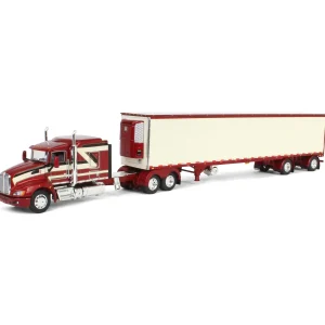 Manufacturer_DCP by First Gear Box Trucks & Trailers | Lowboys & Flatbeds<1/64 Candy Red/Ivory Kenworth T660 with Spread Axle Reefer Trailer, DCP by First Gear