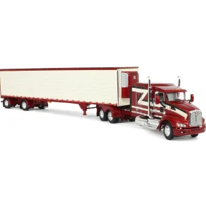 Manufacturer_DCP by First Gear Box Trucks & Trailers | Lowboys & Flatbeds<1/64 Candy Red/Ivory Kenworth T660 with Spread Axle Reefer Trailer, DCP by First Gear