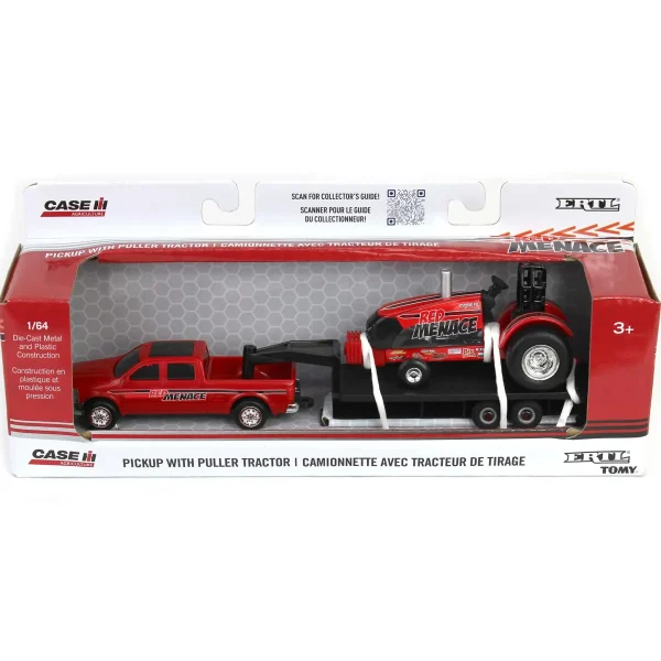 Manufacturer_ERTL Pulling Tractors | Pickup Trucks<1/64 Case IH "Red Menace" Pulling Tractor with Pickup Truck & Trailer
