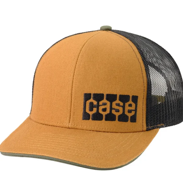 Outback Toys Case Ih & Ji Case<CASE Tread Logo Saddle Canvas Cap with Black Mesh Back